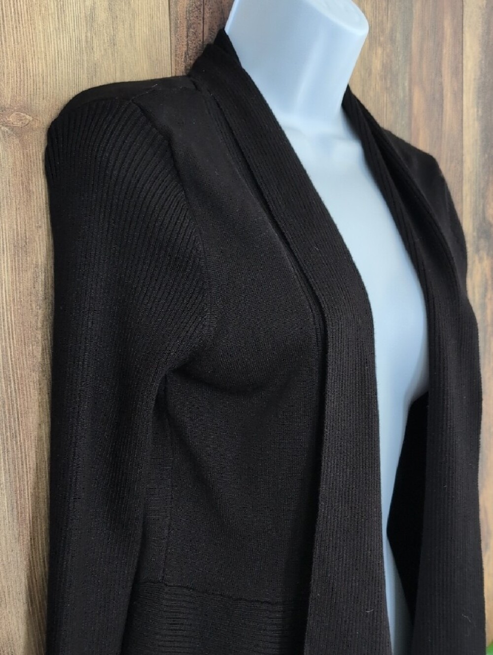 Verve Ami Black Open-Front Draped Cardigan NWT L            T171